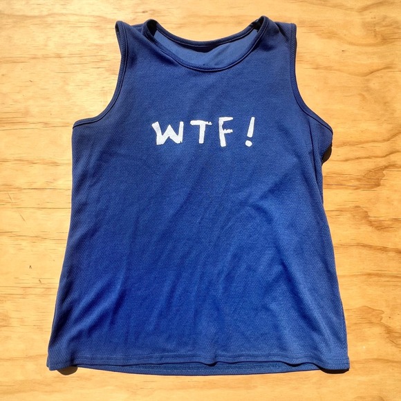 One More Mile Tops - One More Mile Womens WTF Where's The Finish Running Tank Top Blue Medium Singlet